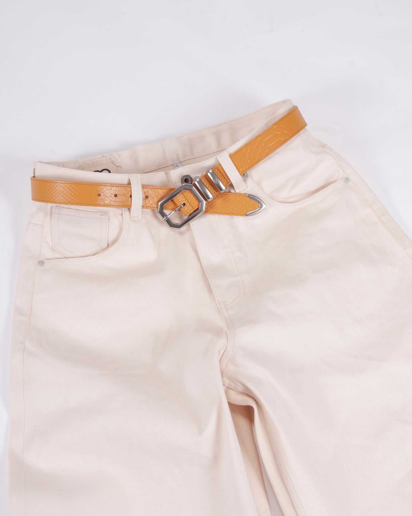 Mustard Croco Leather Belt