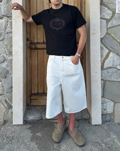 "Made for golden hours" Black Slub Cotton Single Stitch Tee