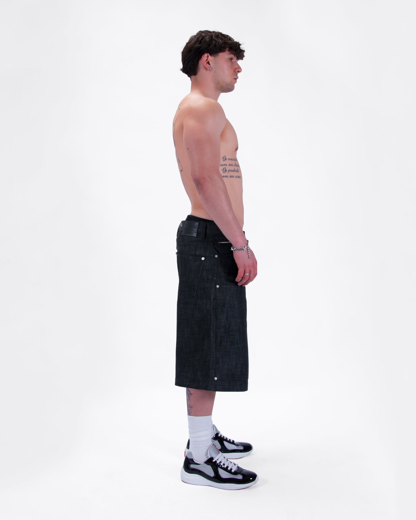 JET BLACK SELVEDGE RAW DENIM JORTS