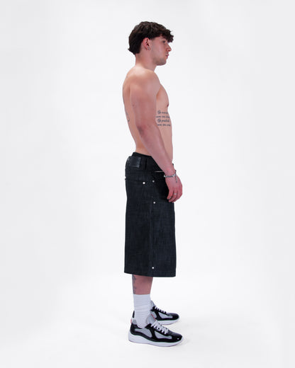 JET BLACK SELVEDGE RAW DENIM JORTS