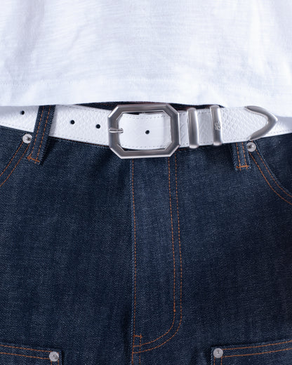 White Croco Leather Belt
