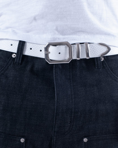 White Croco Leather Belt