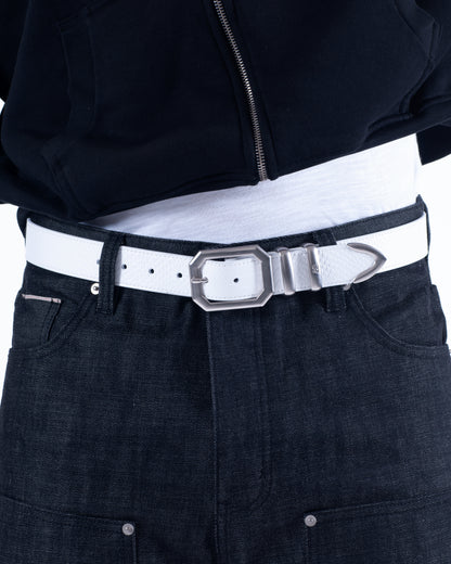 White Croco Leather Belt