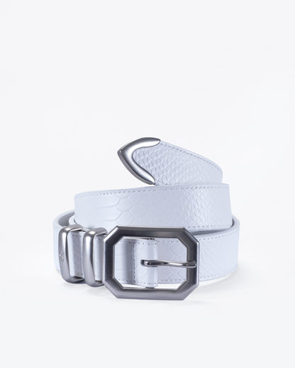 White Croco Leather Belt