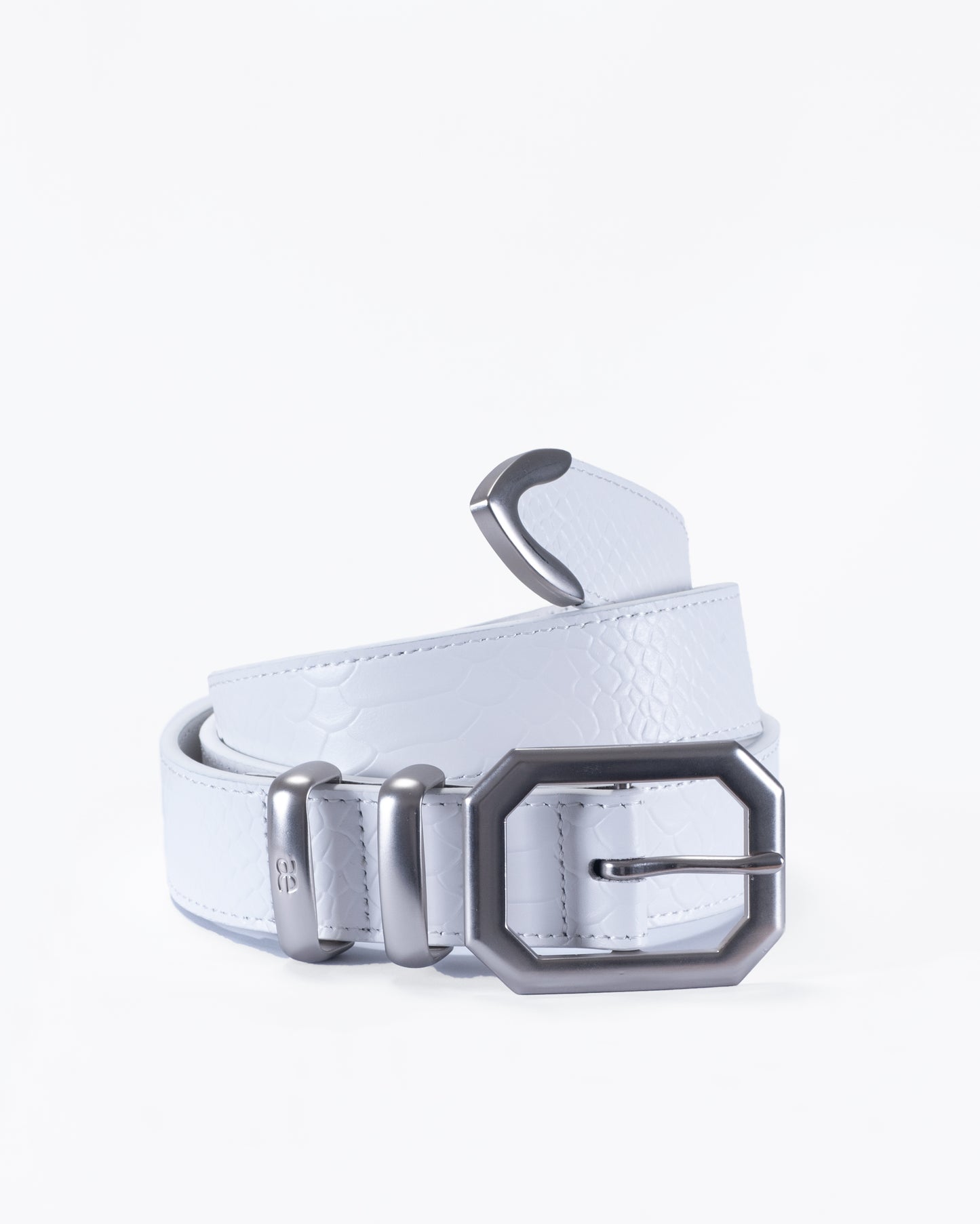 White Croco Leather Belt