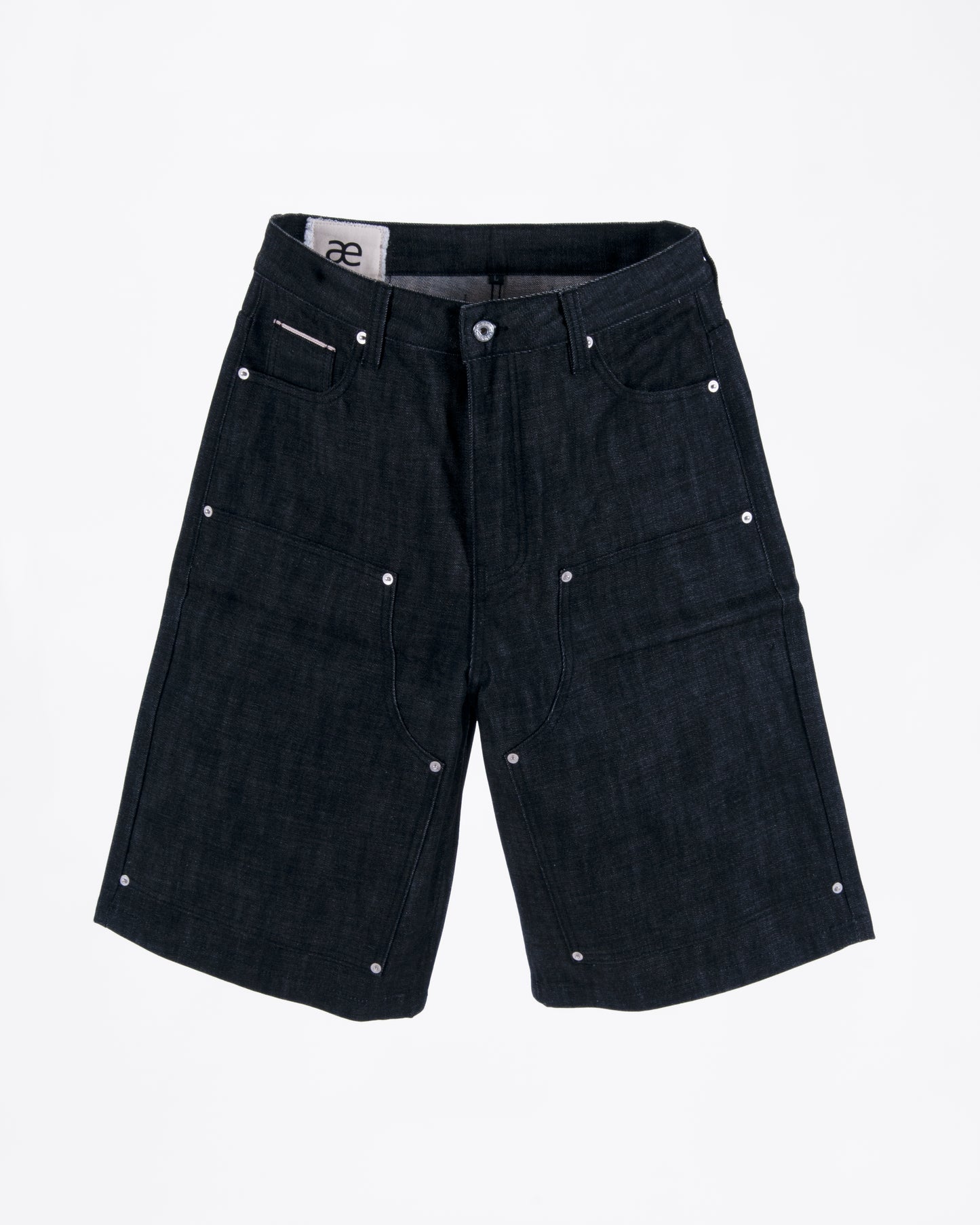 JET BLACK SELVEDGE RAW DENIM JORTS