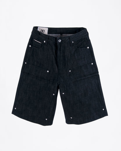 JET BLACK SELVEDGE RAW DENIM JORTS