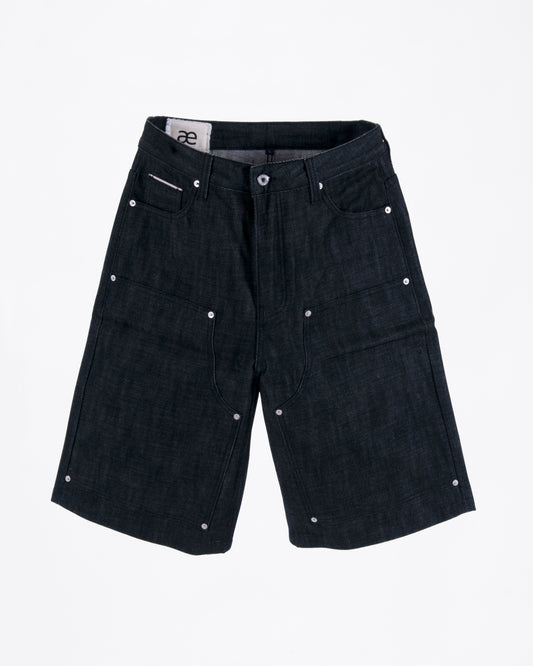 JET BLACK SELVEDGE RAW DENIM JORTS