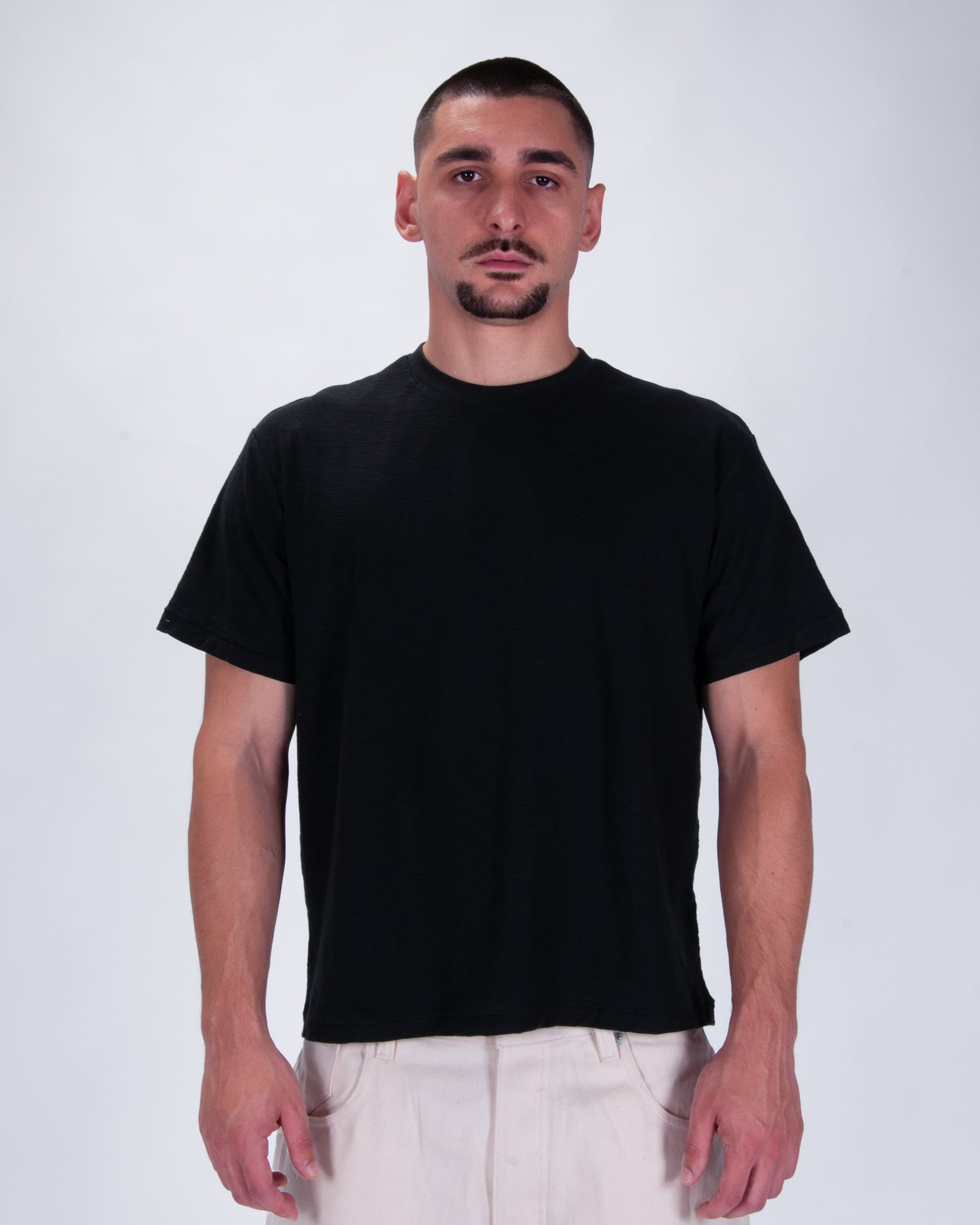 Everyday Black Slub Cotton Single Stitch Tee