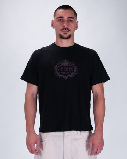 "Made for golden hours" Black Slub Cotton Single Stitch Tee