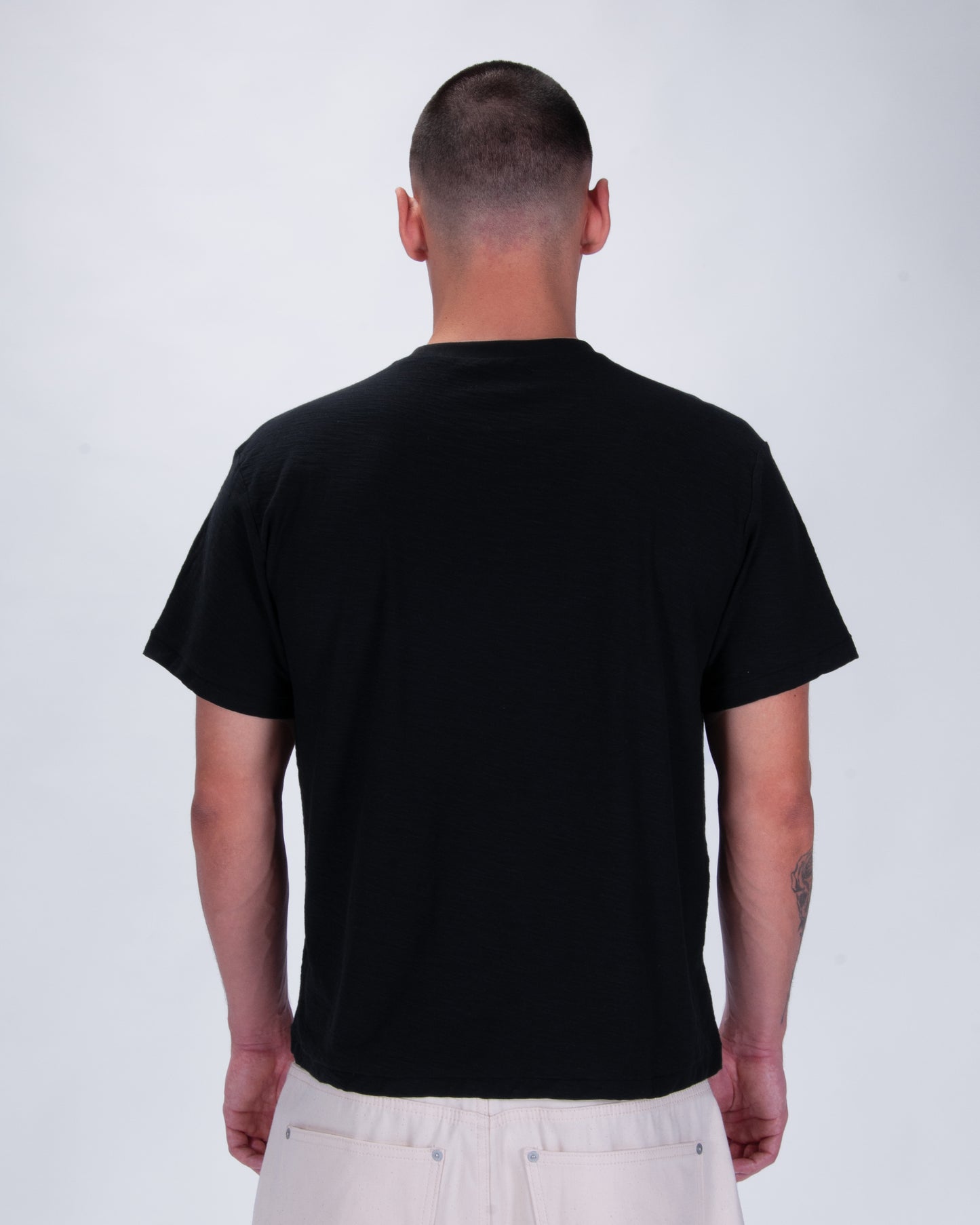 Everyday Black Slub Cotton Single Stitch Tee