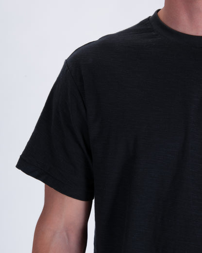 Everyday Black Slub Cotton Single Stitch Tee