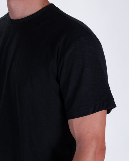 Everyday Black Slub Cotton Single Stitch Tee