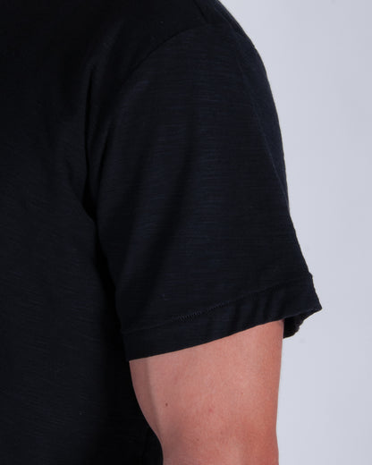 "Made for golden hours" Black Slub Cotton Single Stitch Tee