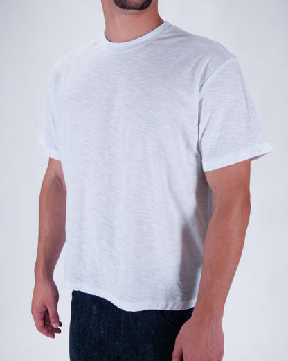 Everyday White Slub Cotton Single Stitch Tee