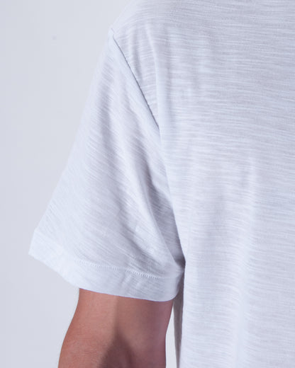 "Made for golden hours" White Slub Cotton Single Stitch Tee