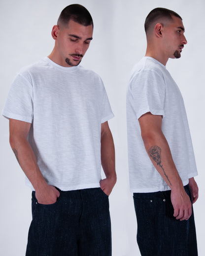 Everyday White Slub Cotton Single Stitch Tee