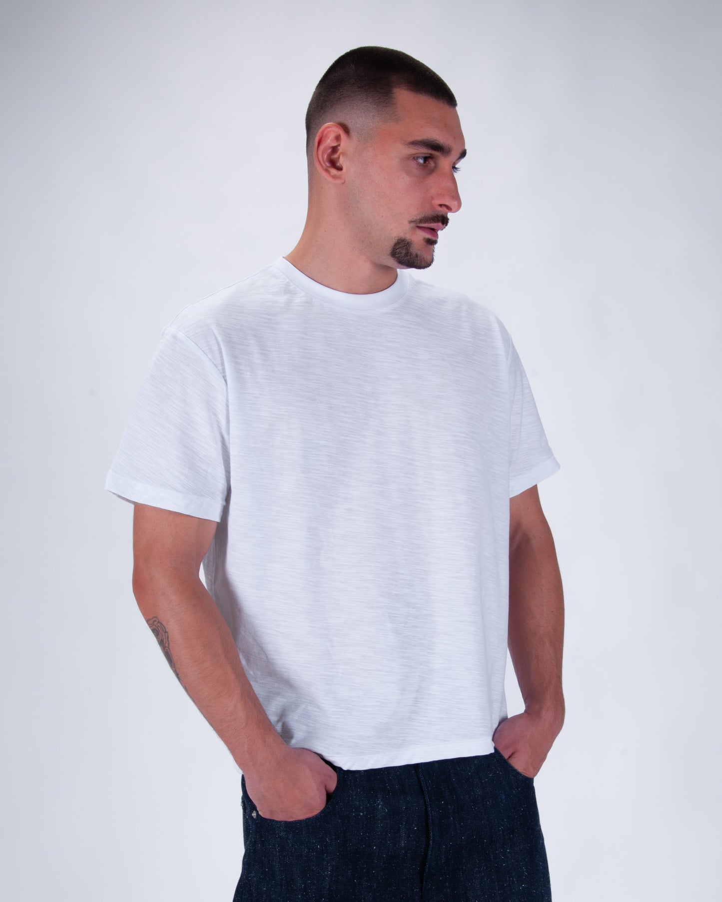 Everyday White Slub Cotton Single Stitch Tee