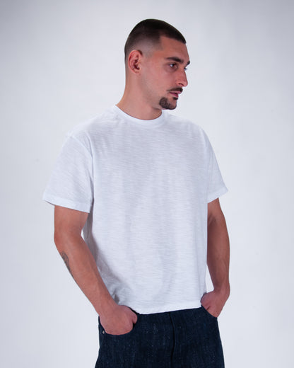 Everyday White Slub Cotton Single Stitch Tee