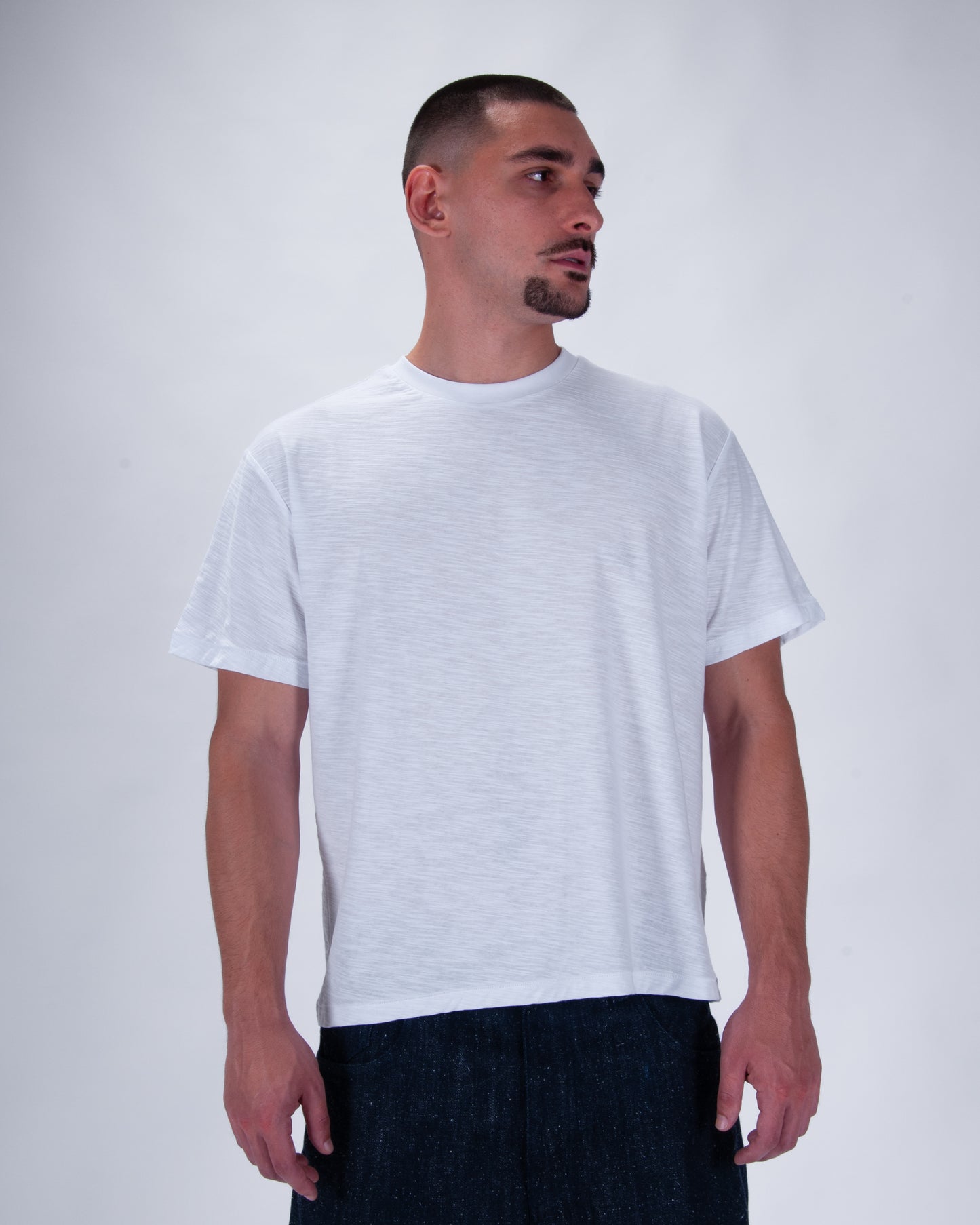 Everyday White Slub Cotton Single Stitch Tee