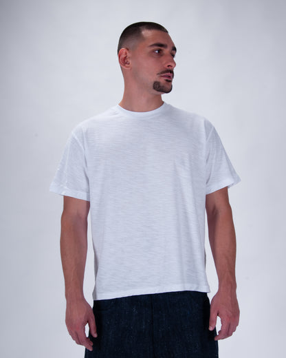 Everyday White Slub Cotton Single Stitch Tee