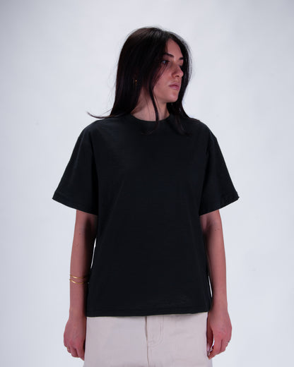 Everyday Black Slub Cotton Single Stitch Tee
