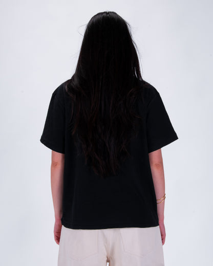 Everyday Black Slub Cotton Single Stitch Tee