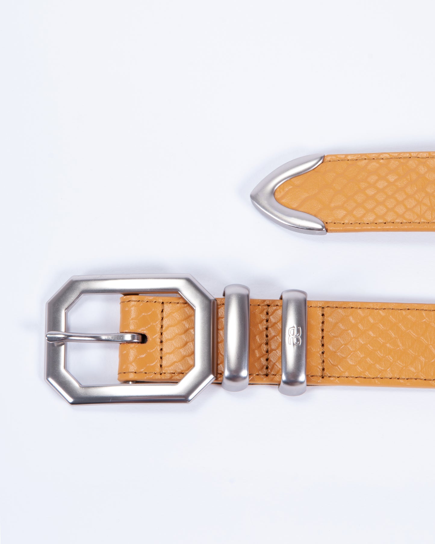 Mustard Croco Leather Belt