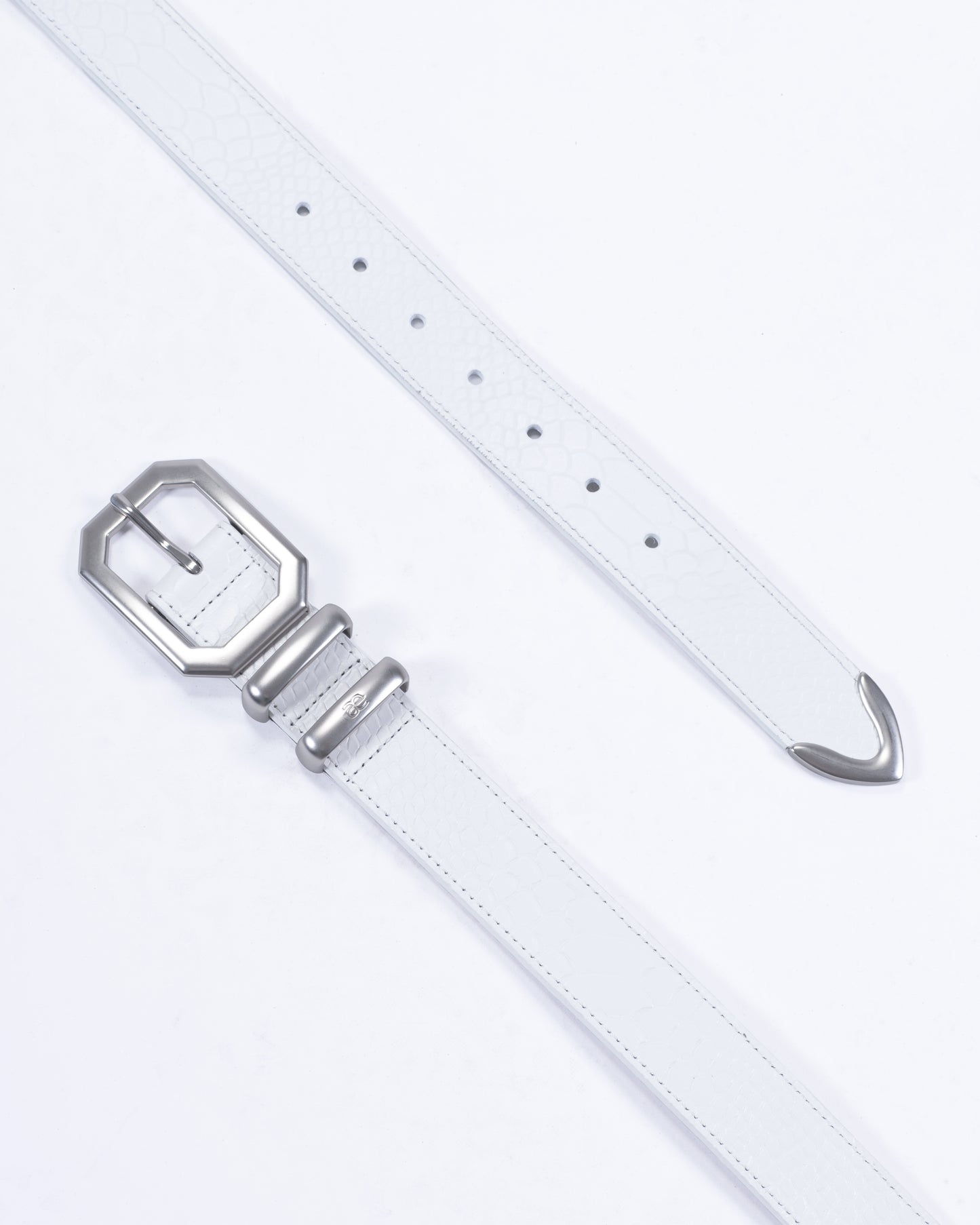 White Croco Leather Belt