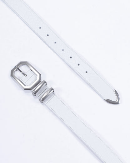 White Croco Leather Belt