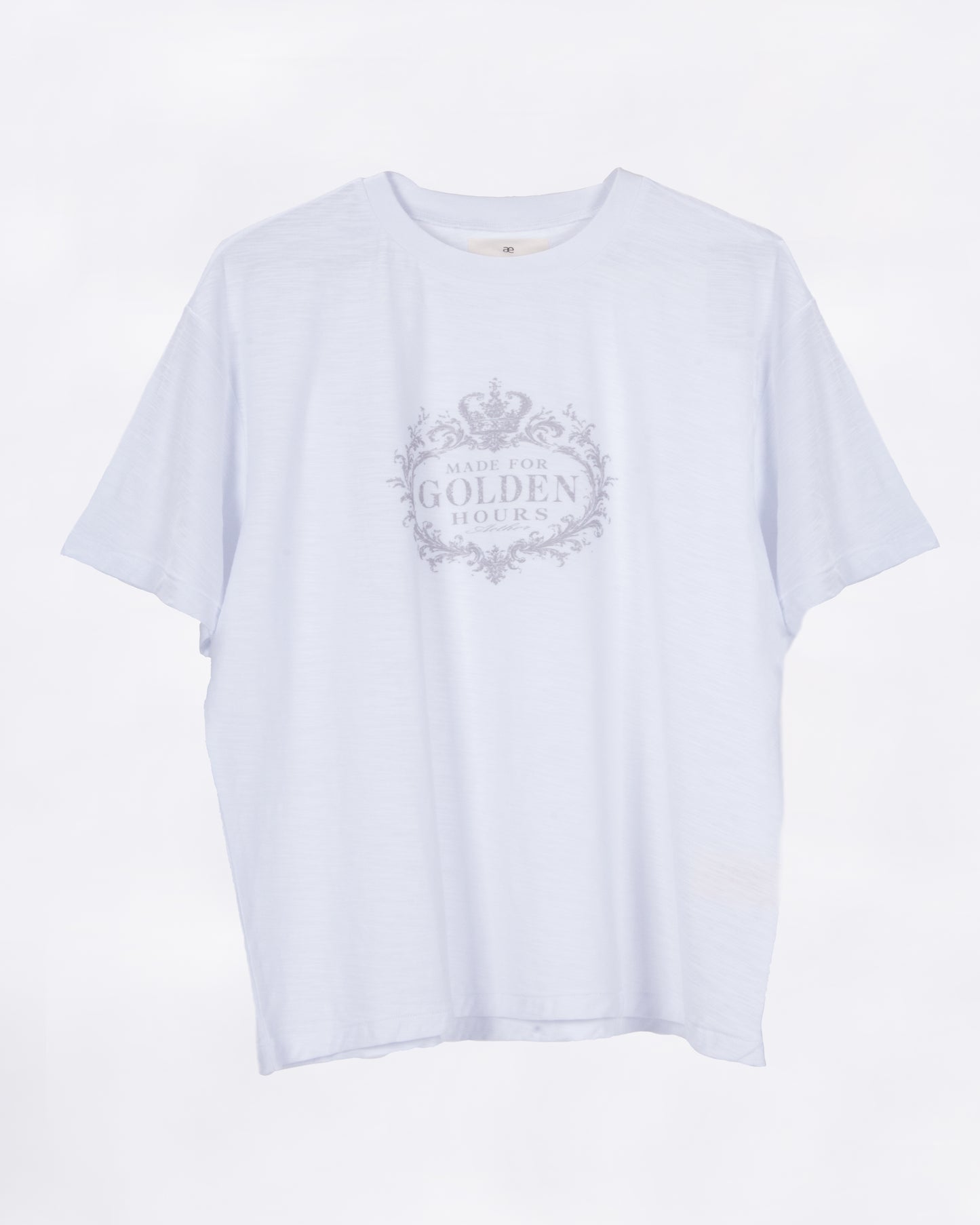 "Made for golden hours" White Slub Cotton Single Stitch Tee