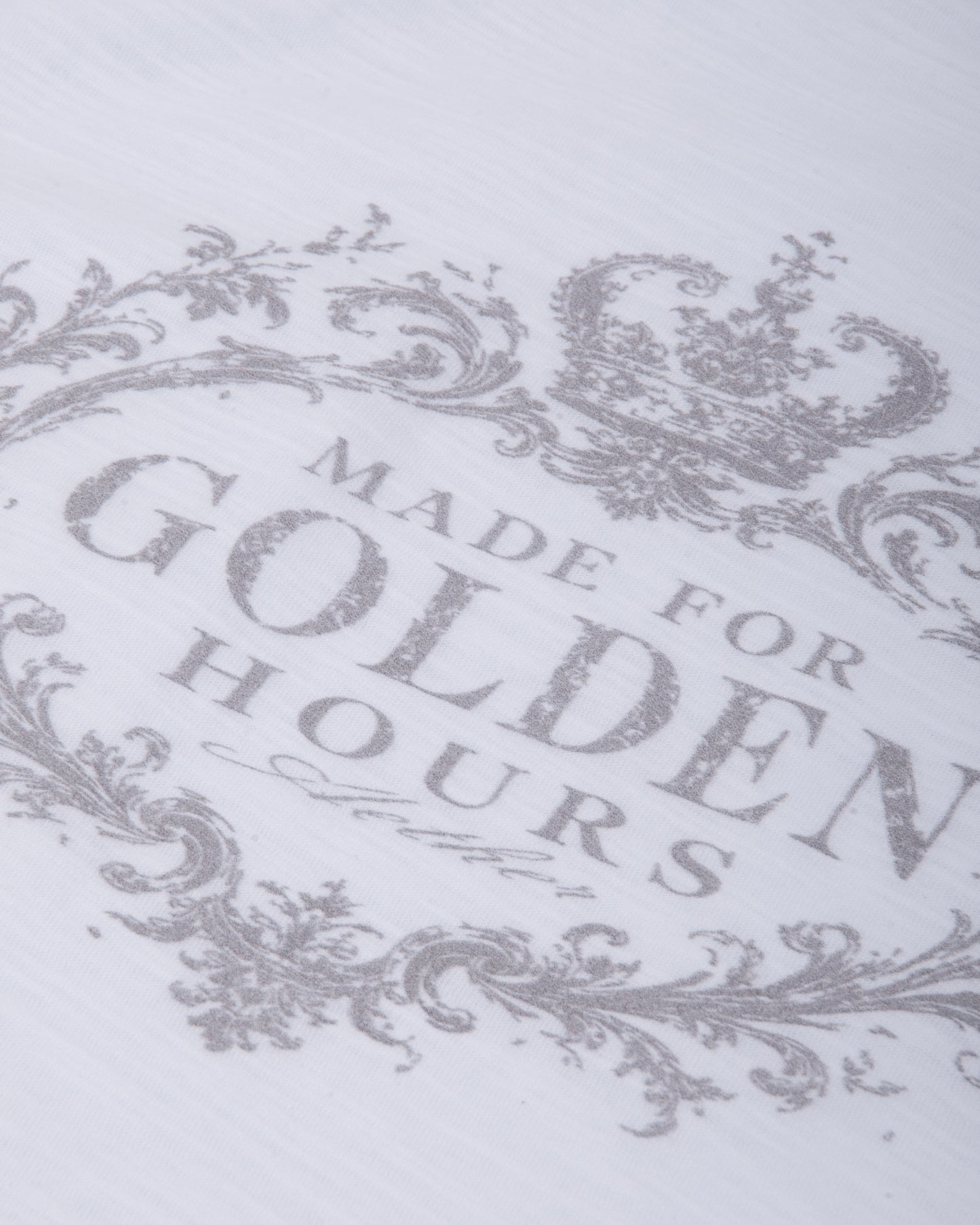 "Made for golden hours" White Slub Cotton Single Stitch Tee