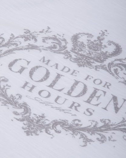 "Made for golden hours" White Slub Cotton Single Stitch Tee