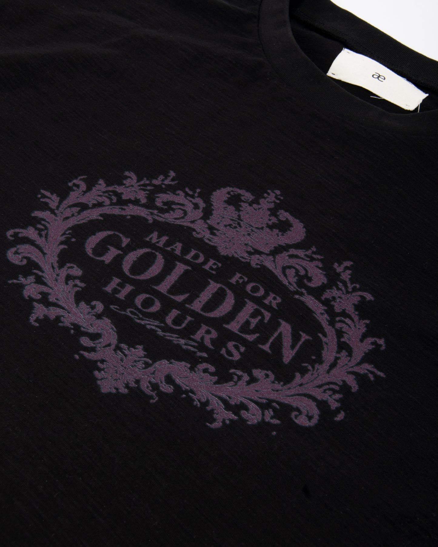 "Made for golden hours" Black Slub Cotton Single Stitch Tee