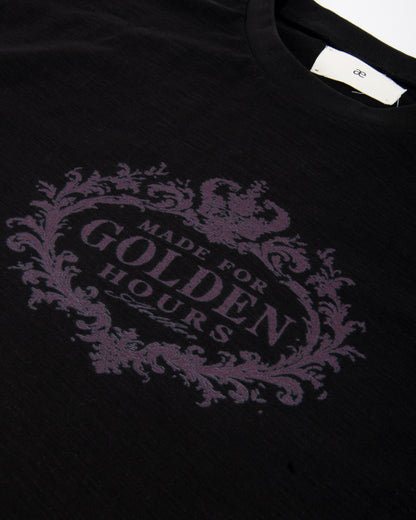 "Made for golden hours" Black Slub Cotton Single Stitch Tee