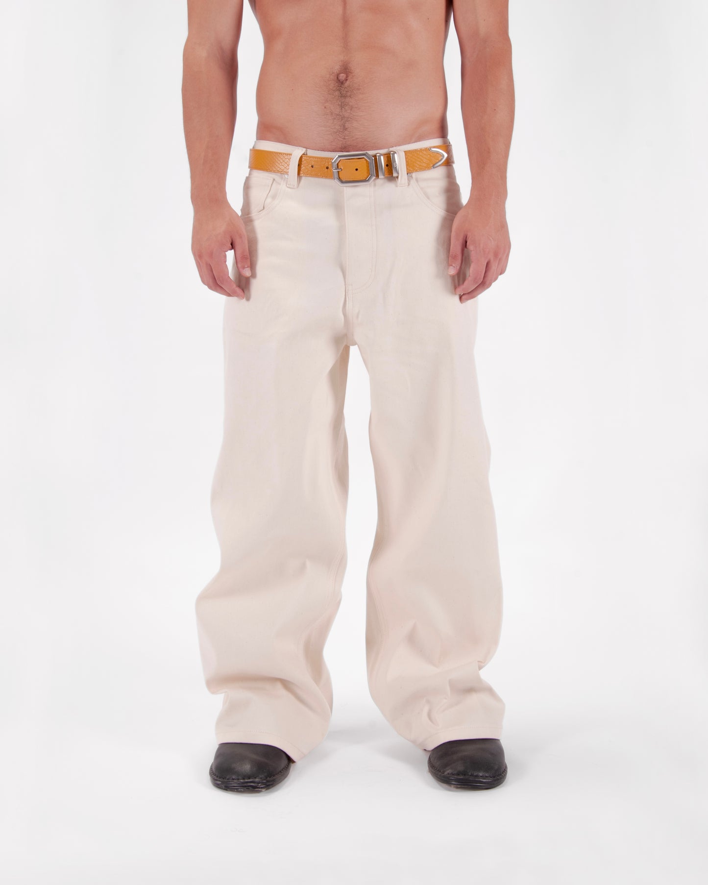 Mustard Croco Leather Belt