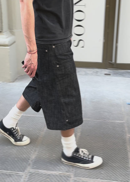 JET BLACK SELVEDGE RAW DENIM JORTS