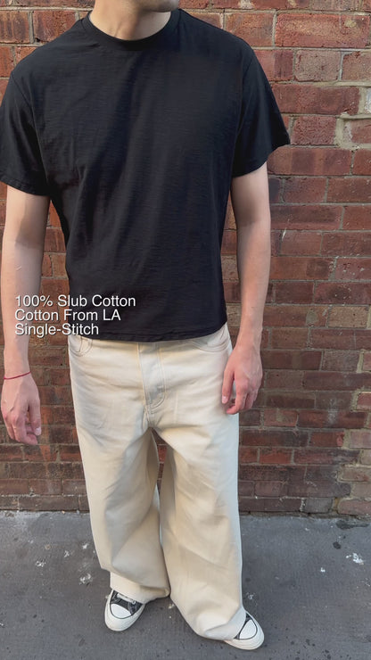 Everyday Black Slub Cotton Single Stitch Tee
